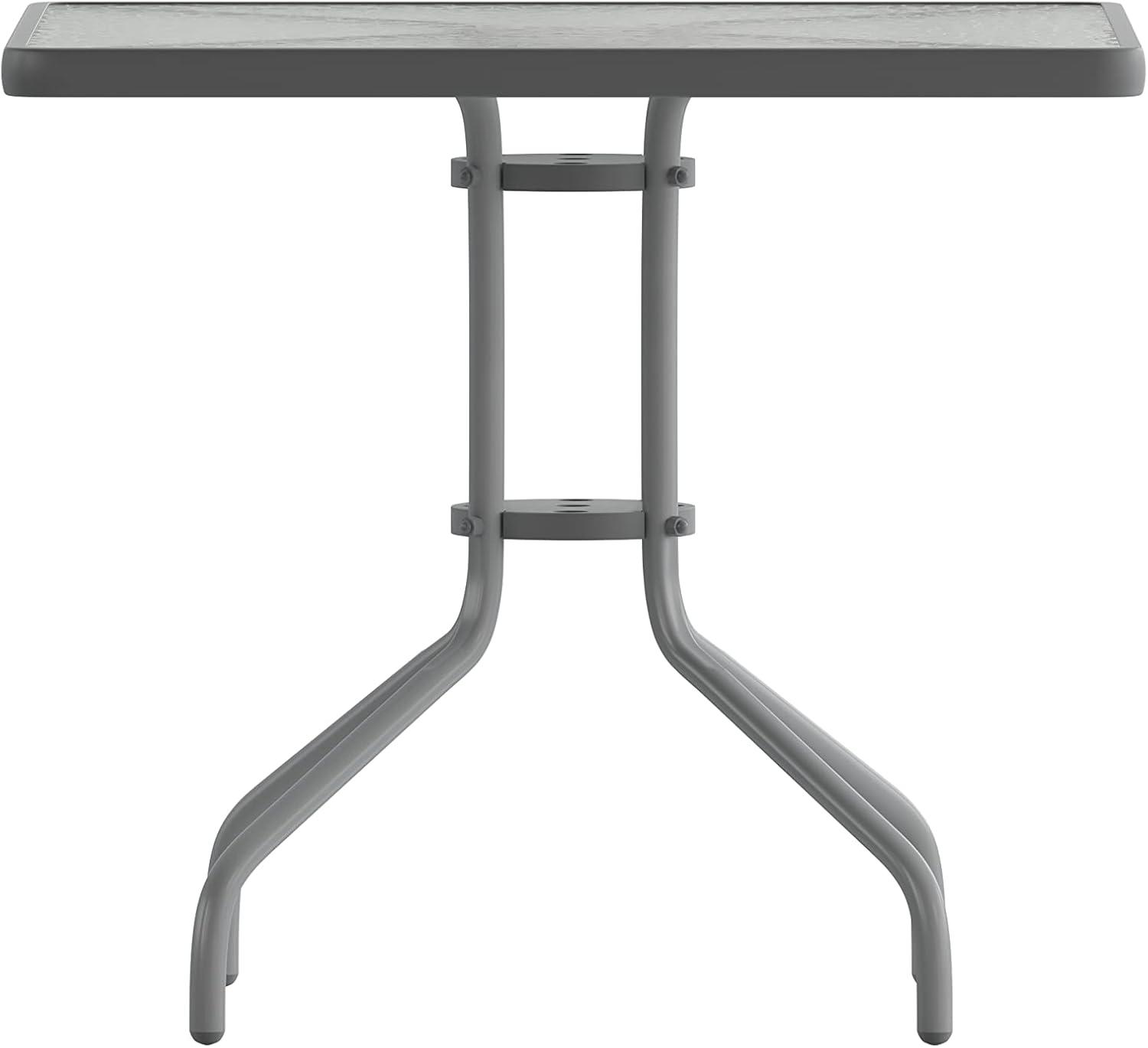 imageFlash Furniture Barker 235quot Square IndoorOutdoor Tempered Glass Patio Side Table Outdoor Patio Table for Commercial or Residential Use ClearBlackClear TopSilver Frame