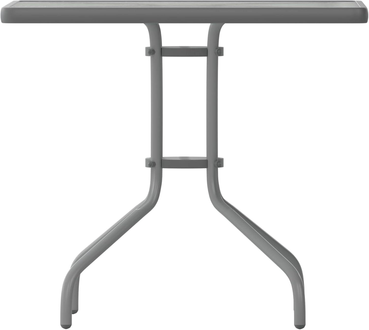 imageFlash Furniture Barker 235quot Square IndoorOutdoor Tempered Glass Patio Side Table Outdoor Patio Table for Commercial or Residential Use ClearBlackClear TopSilver Frame