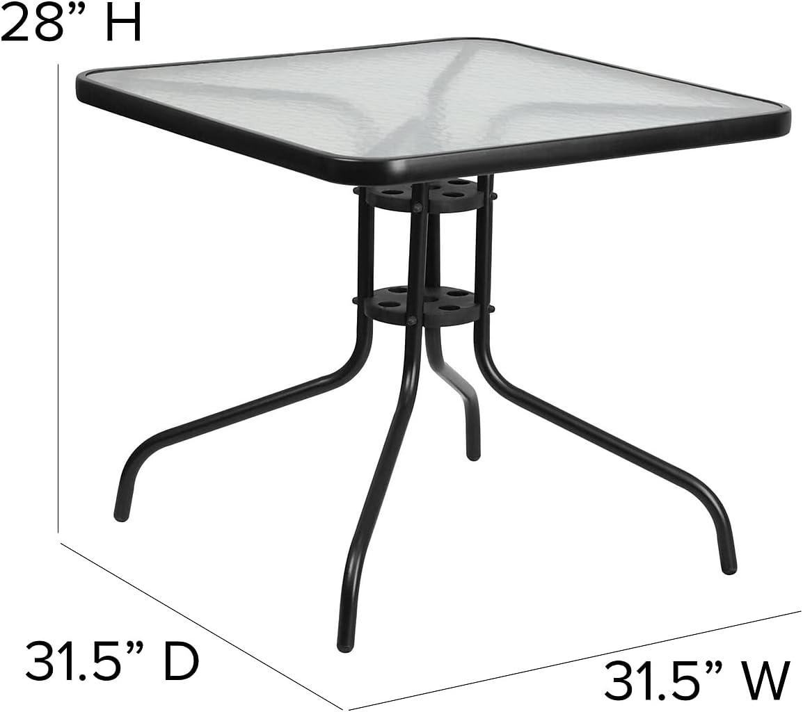 imageFlash Furniture Barker 235quot Square IndoorOutdoor Tempered Glass Patio Side Table Outdoor Patio Table for Commercial or Residential Use ClearBlackClearBlack