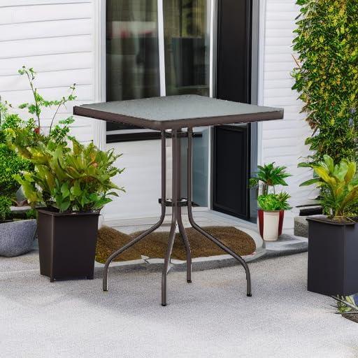 imageFlash Furniture Barker 235quot Square IndoorOutdoor Tempered Glass Patio Side Table Outdoor Patio Table for Commercial or Residential Use ClearBlackClear TopBronze Frame