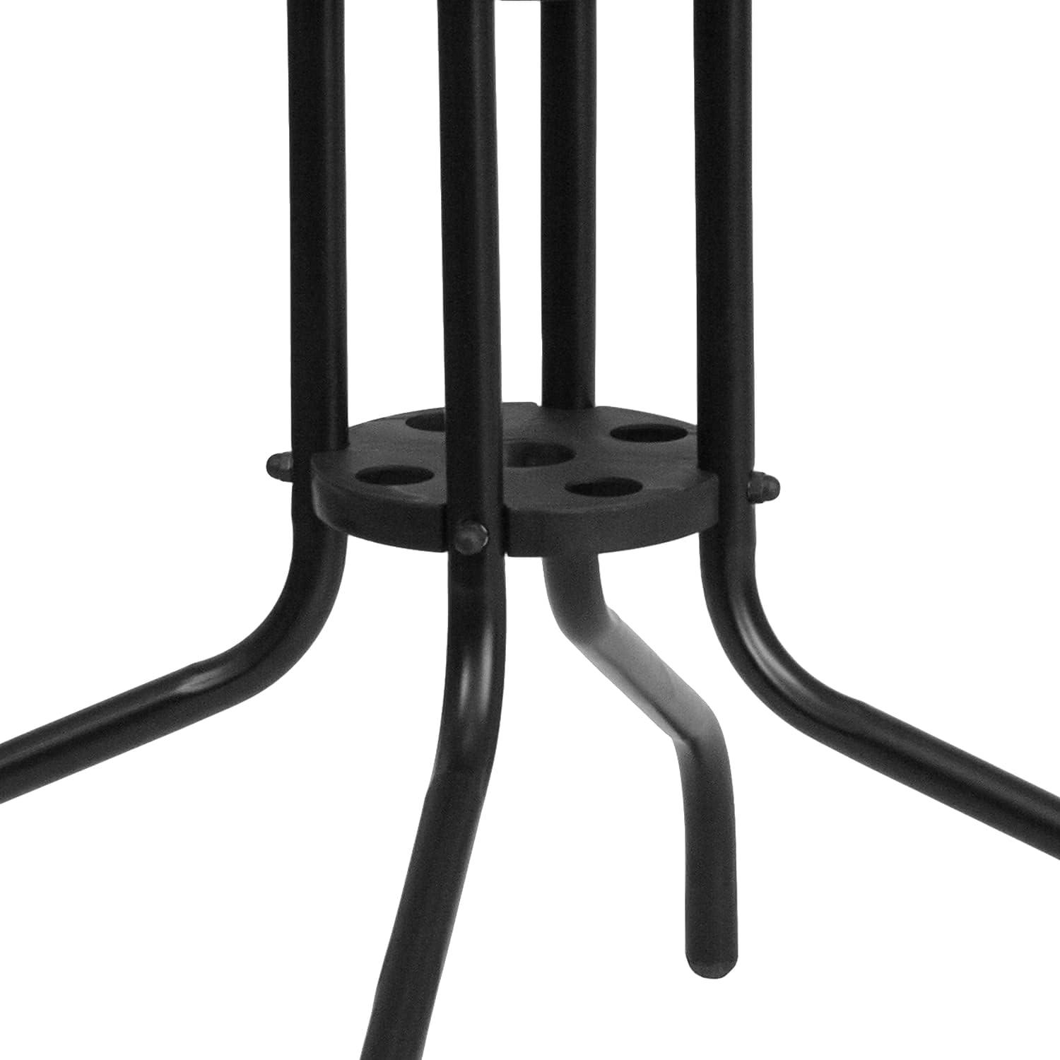 imageFlash Furniture Barker 28 Square Tempered Glass Metal Table with Dark Brown Rattan EdgingClear TopGray Rattan