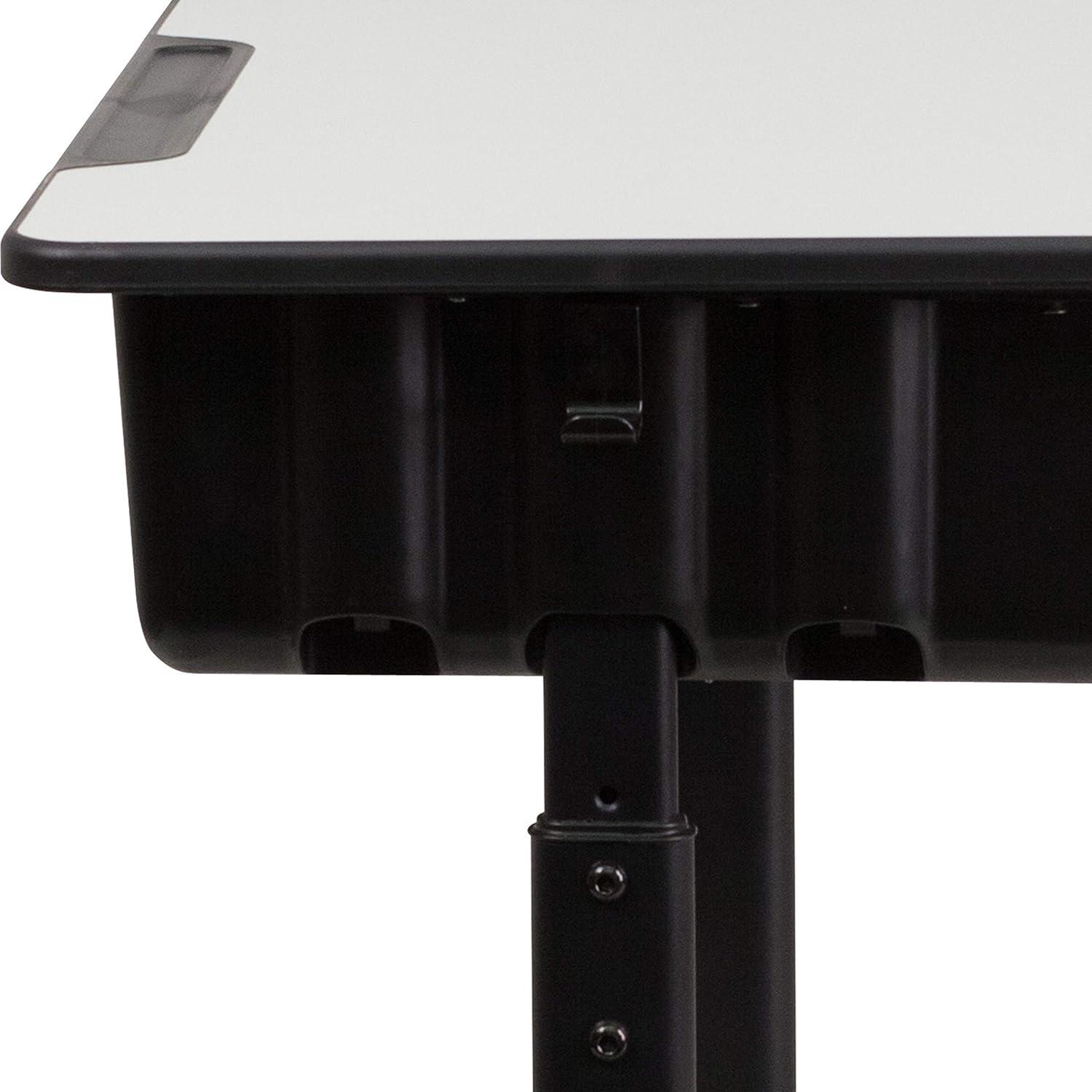 imageFlash Furniture Billie Open Front Student Desk for Classrooms or Remote Learning Height Adjust School Desk with Book Box and Bag Hooks BlackGraySet of 5