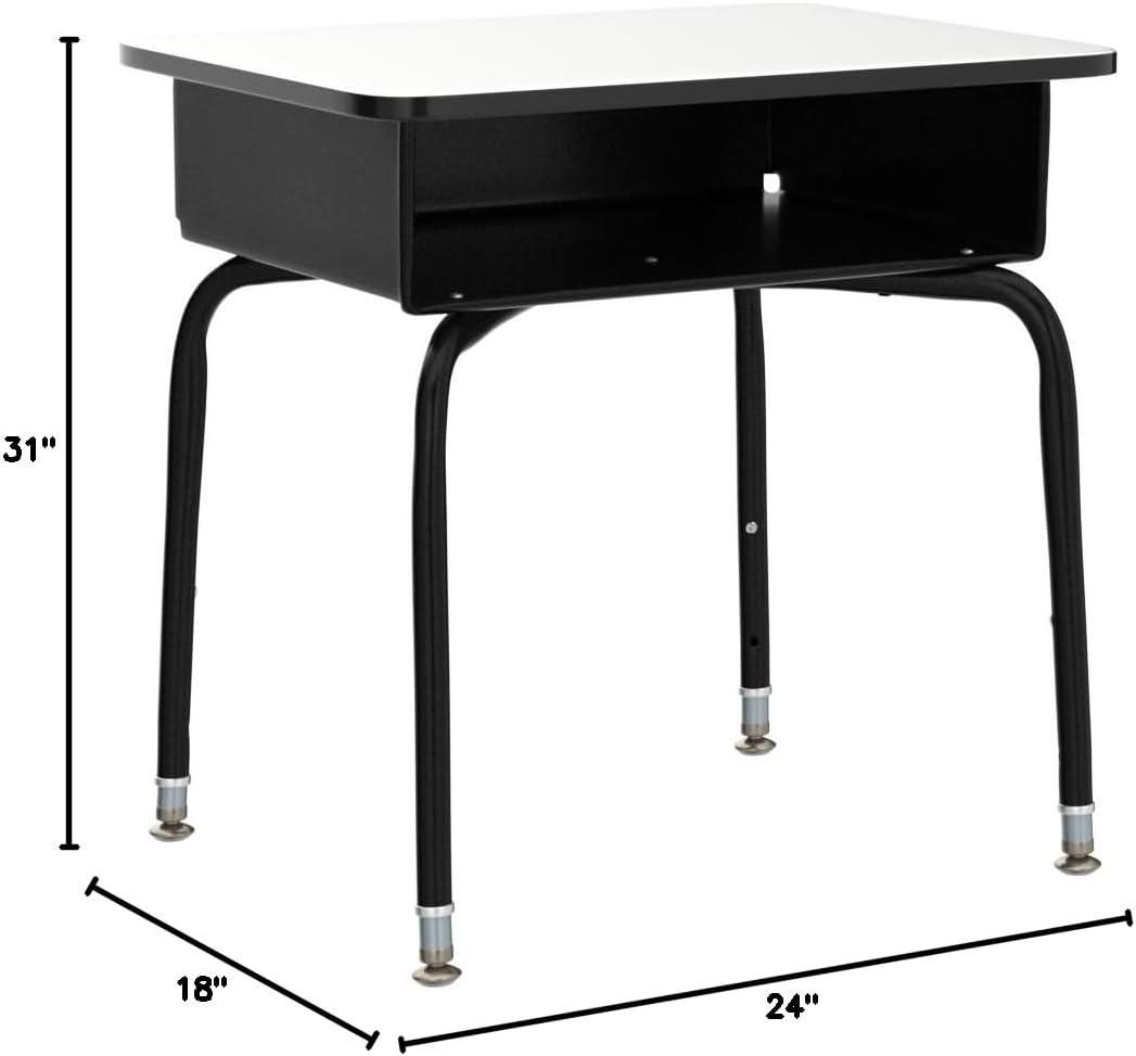 imageFlash Furniture Billie Student Desk Gray Granite Open Front School Desk Silver Metal Frame 24quotW x 18quotD Adjustable Height Durable for School or Remote LearningGrey