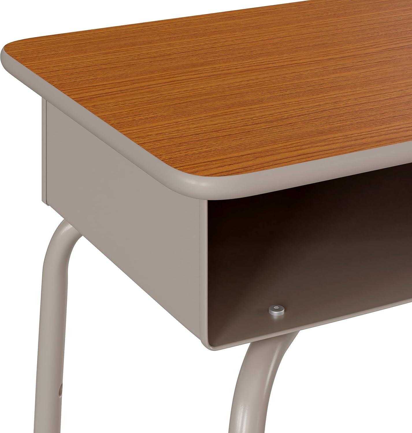 imageFlash Furniture Billie Student Desk Gray Granite Open Front School Desk Silver Metal Frame 24quotW x 18quotD Adjustable Height Durable for School or Remote LearningWalnutSilver