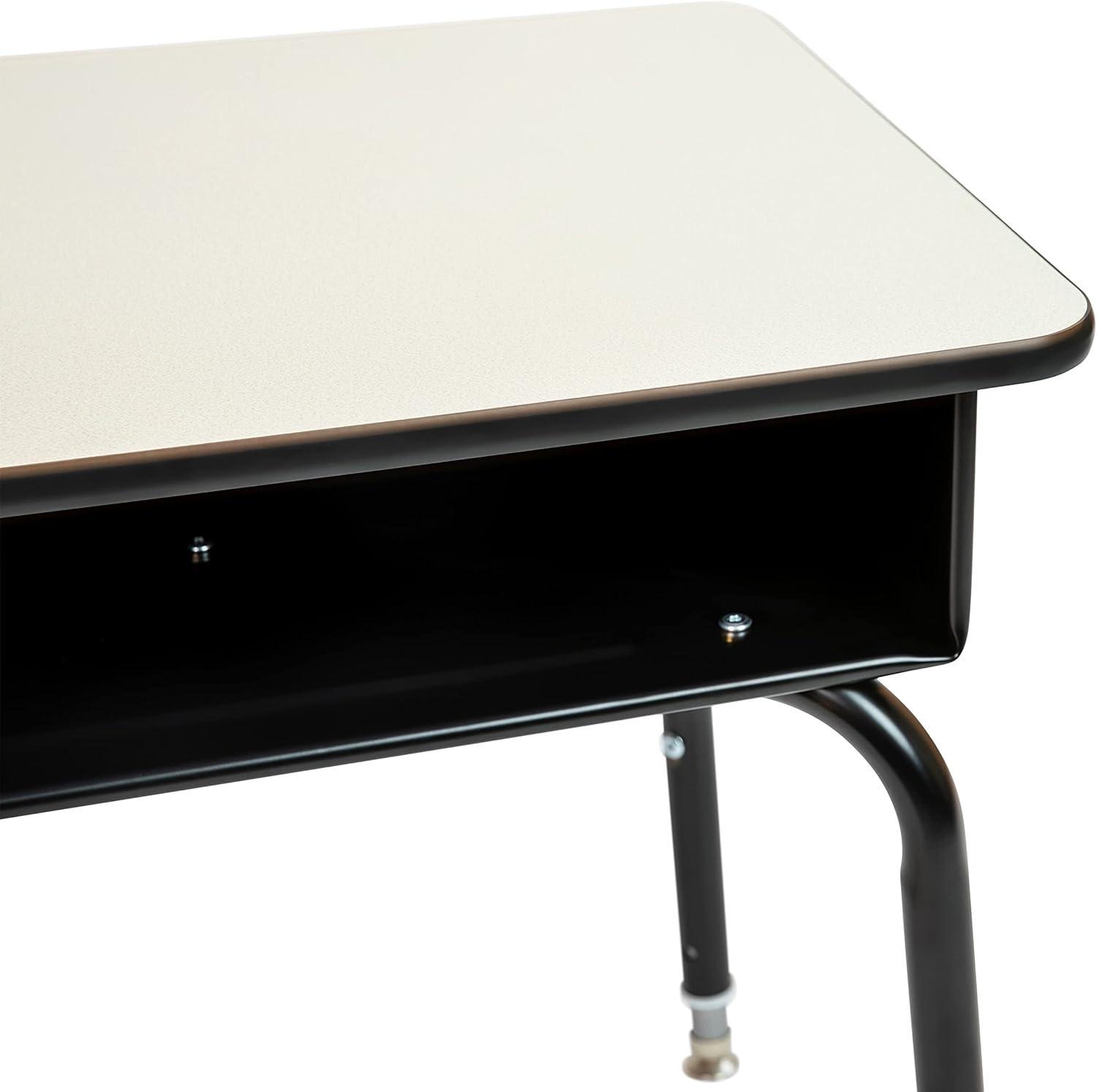 imageFlash Furniture Billie Student Desk Gray Granite Open Front School Desk Silver Metal Frame 24quotW x 18quotD Adjustable Height Durable for School or Remote LearningGrey