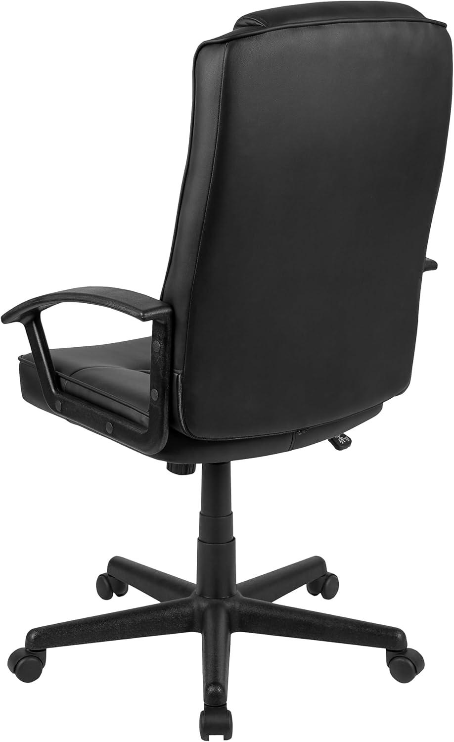 imageFlash Furniture Biscayne Flash Fundamentals High Back Black LeatherSoftPadded Task Office Chair with Arms