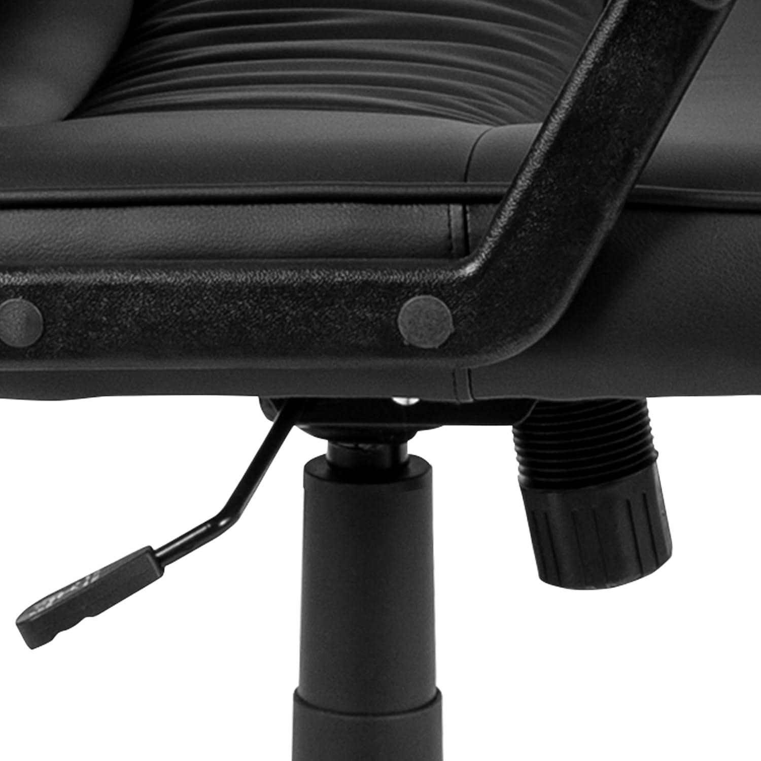 imageFlash Furniture Biscayne Flash Fundamentals High Back Black LeatherSoftPadded Task Office Chair with Arms
