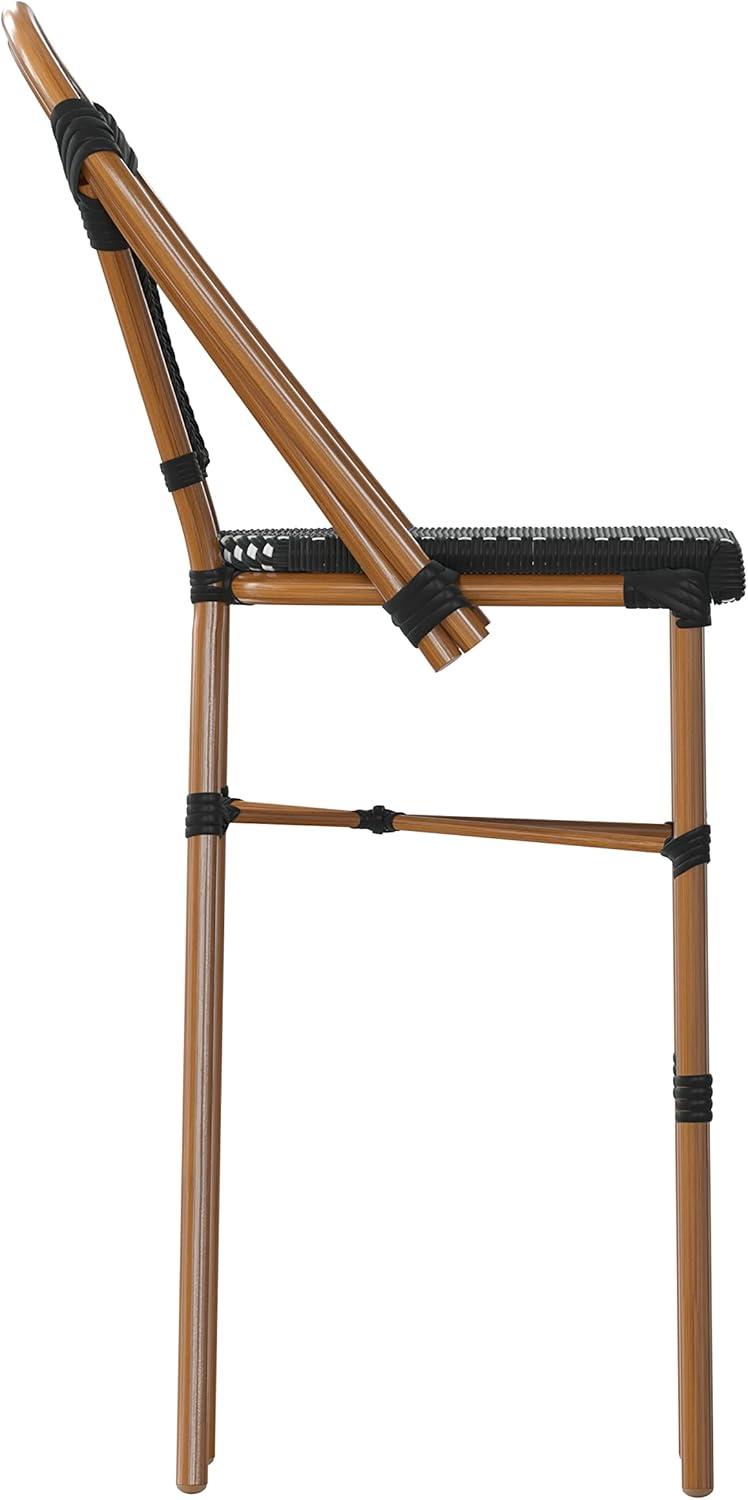 imageFlash Furniture Bordeaux Commercial Grade Bistro Bar Height Stool Stackable IndoorOutdoor Dining Stool 30quot High BlackWhite and Natural FinishBlack WhiteNatural Frame