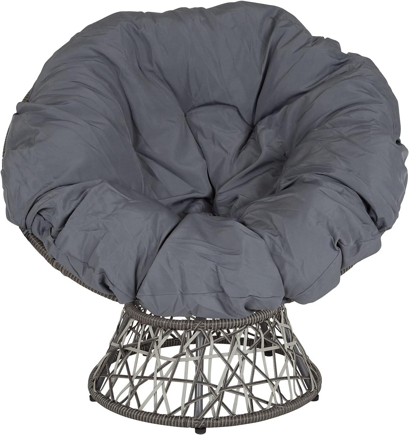 imageFlash Furniture Bowie Comfort Series Brown Swivel Patio Chair with Beige CushionGrey