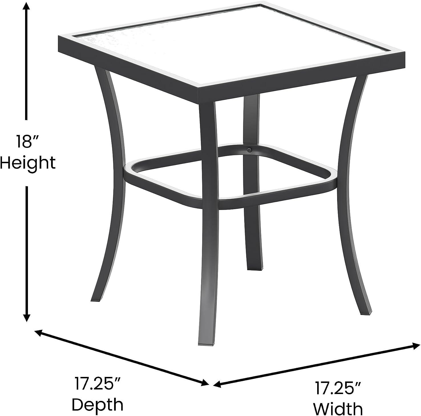 imageFlash Furniture Brazos 3 Piece Outdoor Rocking Chair Bistro Set with Flex Comfort Material and Metal Framed Glass Top Table GrayBlackBlack