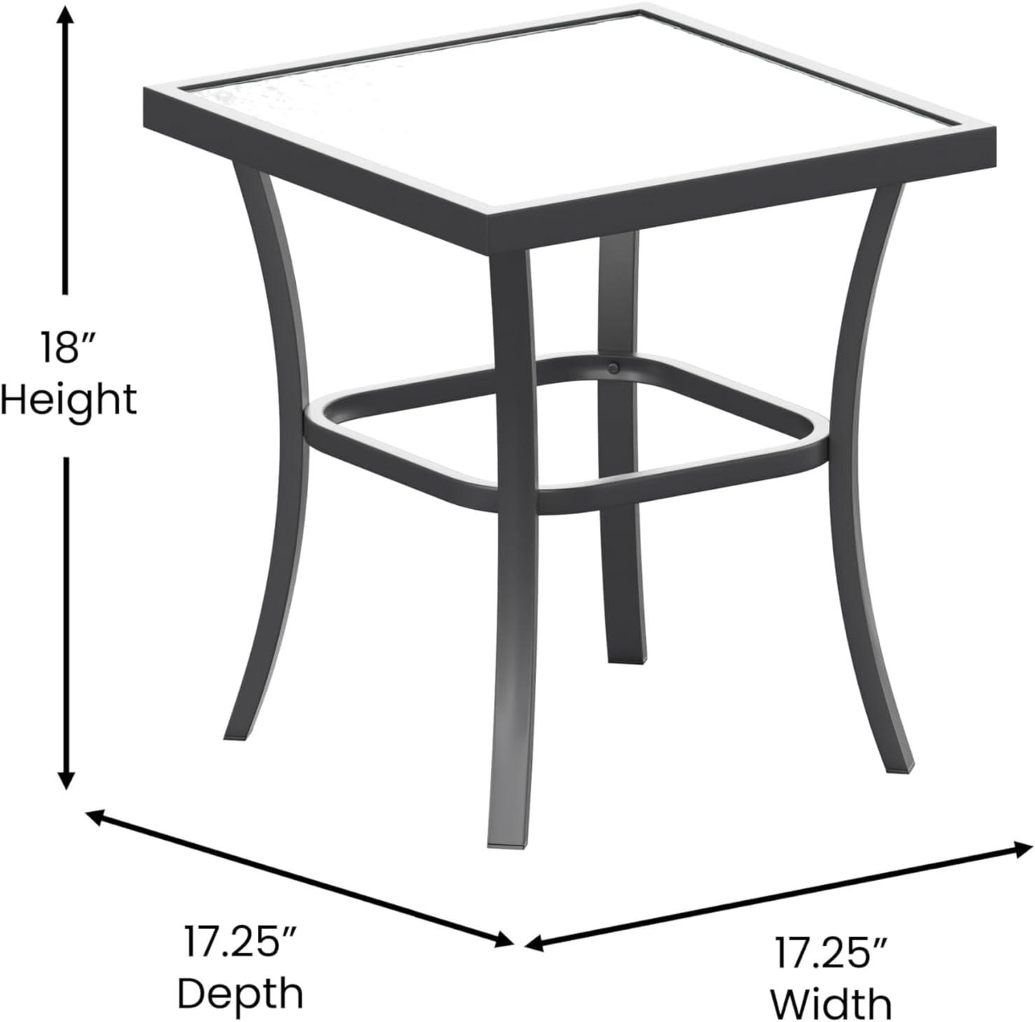 imageFlash Furniture Brazos 3 Piece Outdoor Rocking Chair Bistro Set with Flex Comfort Material and Metal Framed Glass Top Table GrayBlackBrown