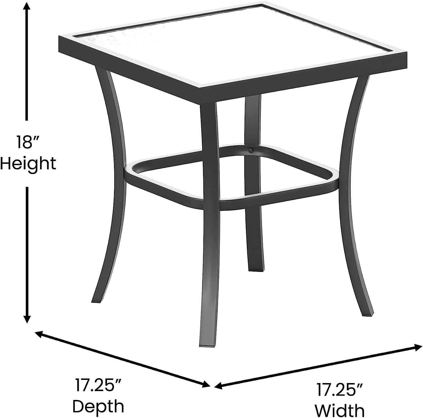 imageFlash Furniture Brazos 3 Piece Outdoor Rocking Chair Bistro Set with Flex Comfort Material and Metal Framed Glass Top Table GrayBlackGrey