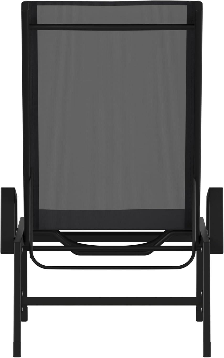 imageFlash Furniture Brazos Adjustable Chaise Lounge Chair with Arms AllWeather Outdoor FivePosition Recliner BlackBrownBlackBlack