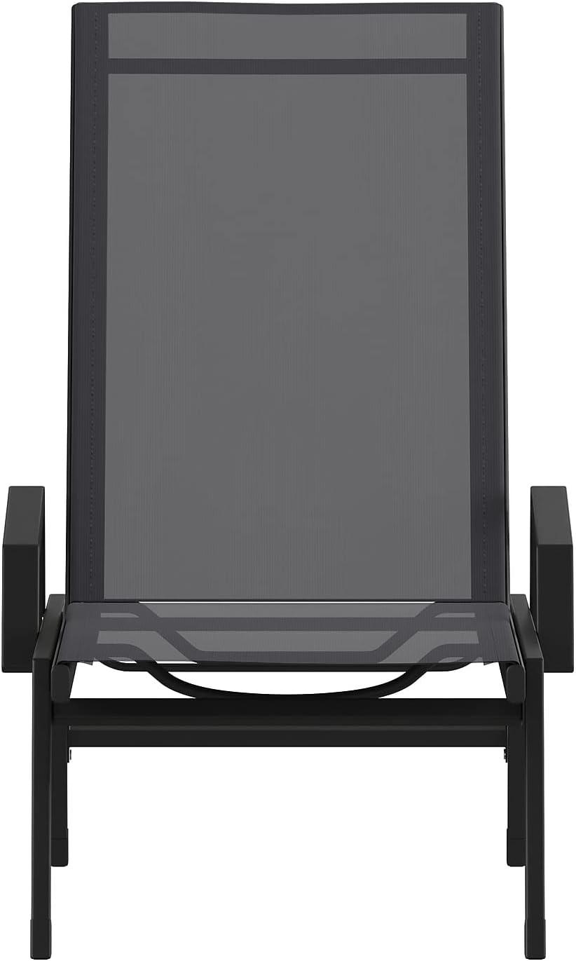 imageFlash Furniture Brazos Adjustable Chaise Lounge Chair with Arms AllWeather Outdoor FivePosition Recliner BlackBrownBlackBlack