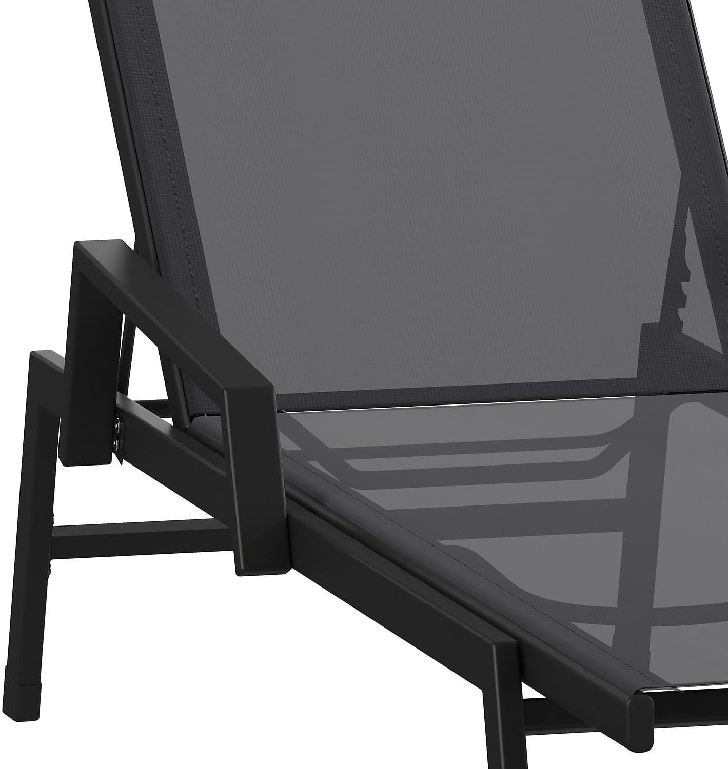 imageFlash Furniture Brazos Adjustable Chaise Lounge Chair with Arms AllWeather Outdoor FivePosition Recliner BlackBrownBlackBlack