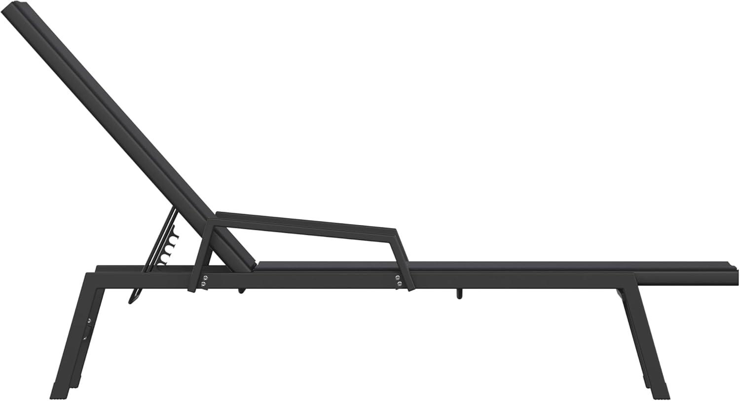 imageFlash Furniture Brazos Adjustable Chaise Lounge Chair with Arms AllWeather Outdoor FivePosition Recliner BlackBrownBlackBlack