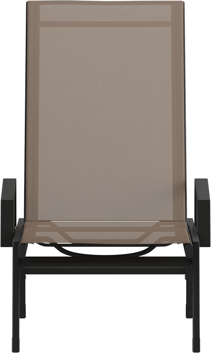 imageFlash Furniture Brazos Adjustable Chaise Lounge Chair with Arms AllWeather Outdoor FivePosition Recliner BlackBrownBrownBlack
