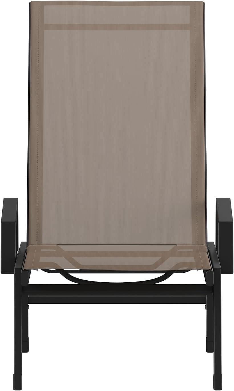 imageFlash Furniture Brazos Adjustable Chaise Lounge Chair with Arms AllWeather Outdoor FivePosition Recliner BlackBrownBrownBlack