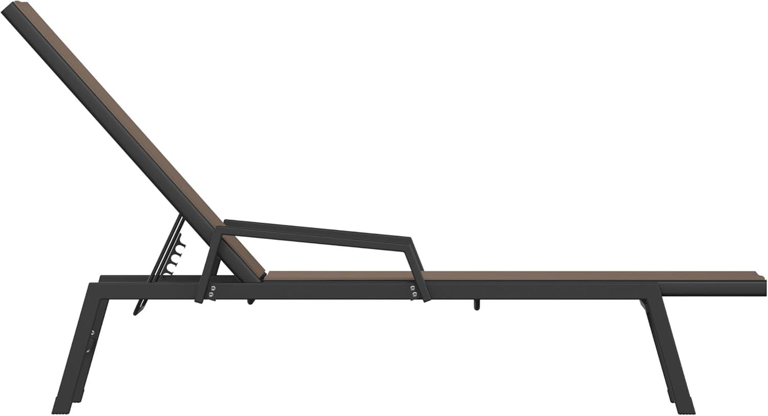 imageFlash Furniture Brazos Adjustable Chaise Lounge Chair with Arms AllWeather Outdoor FivePosition Recliner BlackBrownBrownBlack