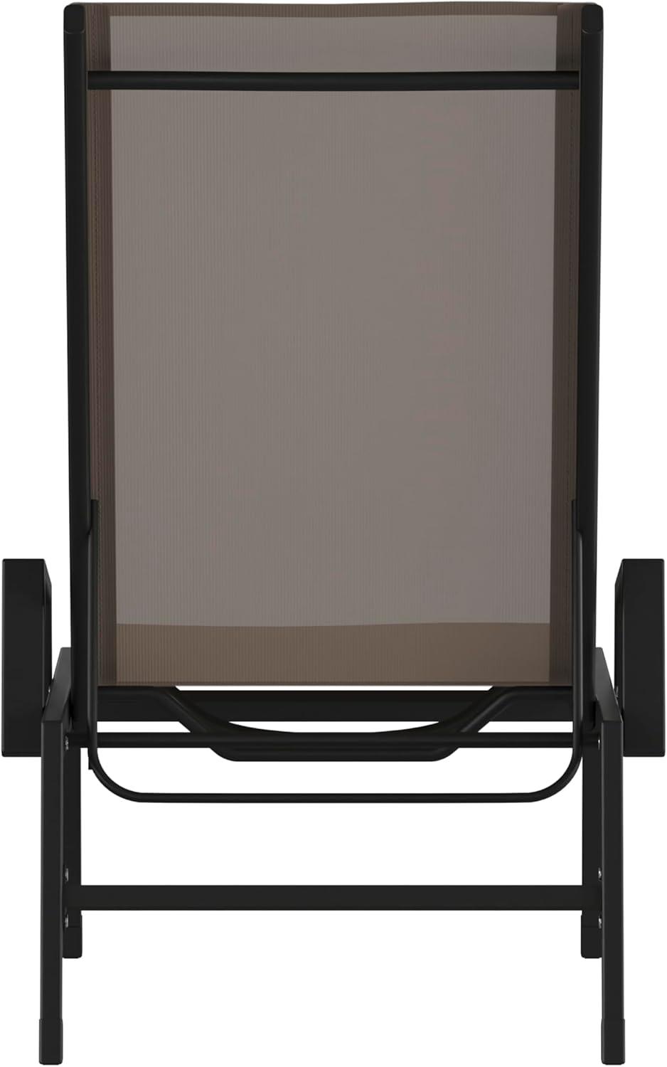 imageFlash Furniture Brazos Adjustable Chaise Lounge Chair with Arms AllWeather Outdoor FivePosition Recliner BlackBrownBrownBlack