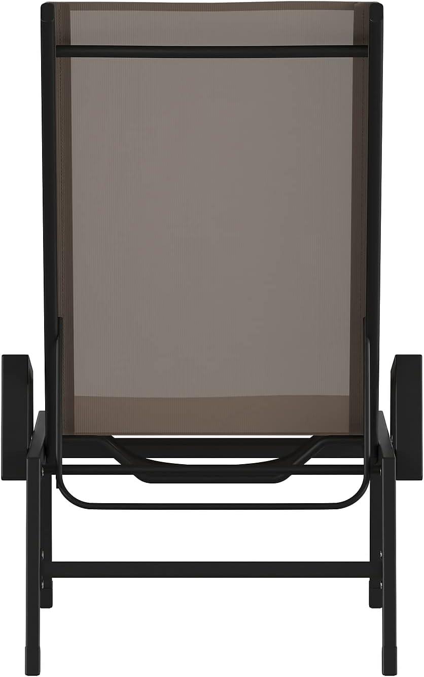 imageFlash Furniture Brazos Adjustable Chaise Lounge Chair with Arms AllWeather Outdoor FivePosition Recliner BlackBrownBrownBlack