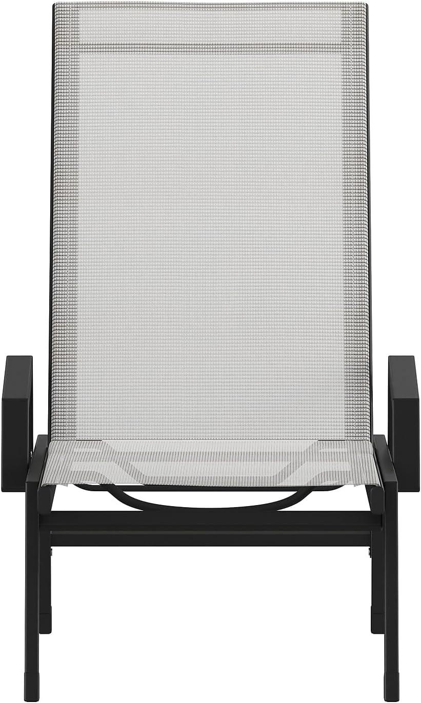 imageFlash Furniture Brazos Adjustable Chaise Lounge Chair with Arms AllWeather Outdoor FivePosition Recliner BlackBrownGrayBlack