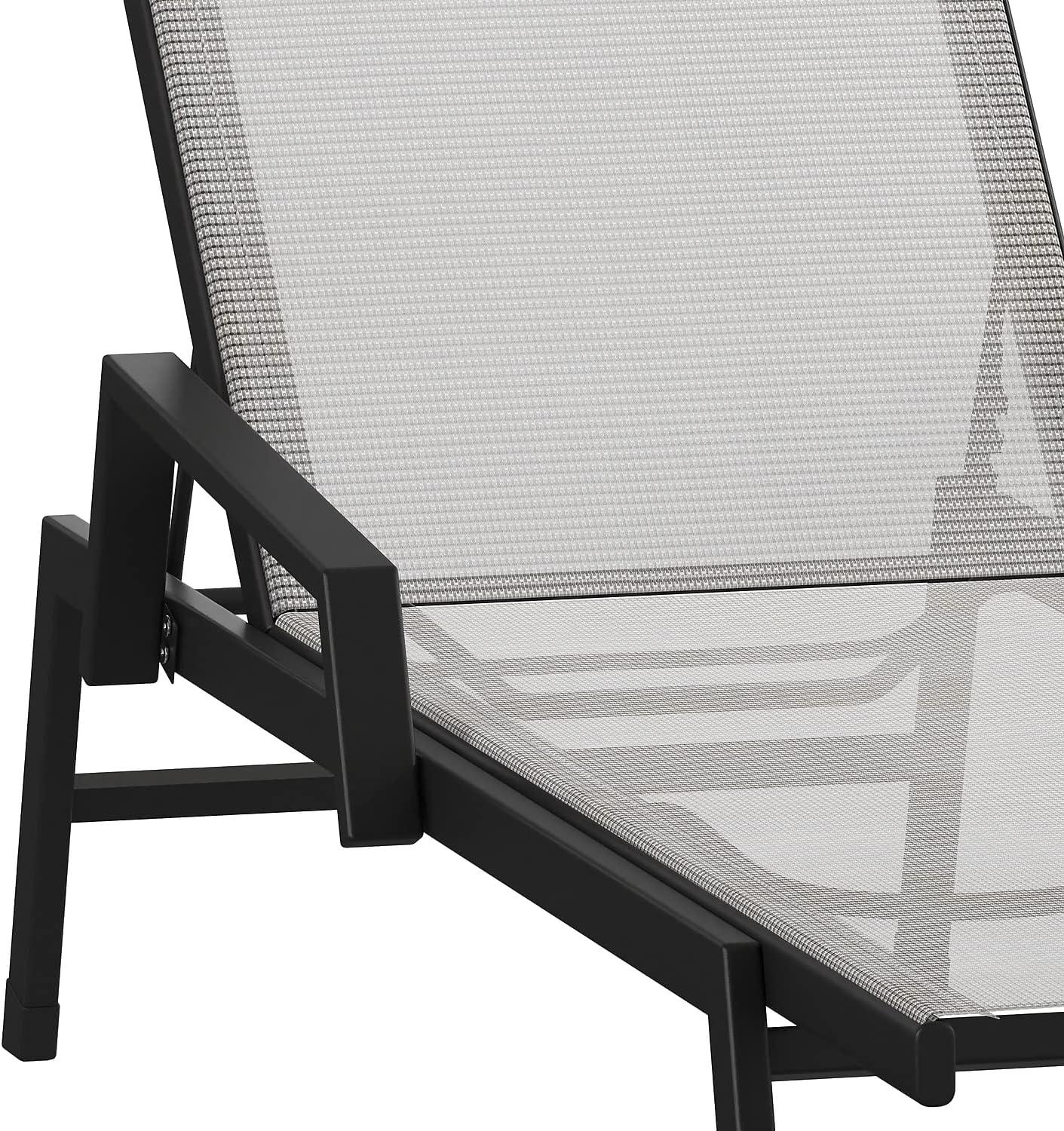 imageFlash Furniture Brazos Adjustable Chaise Lounge Chair with Arms AllWeather Outdoor FivePosition Recliner BlackBrownGrayBlack