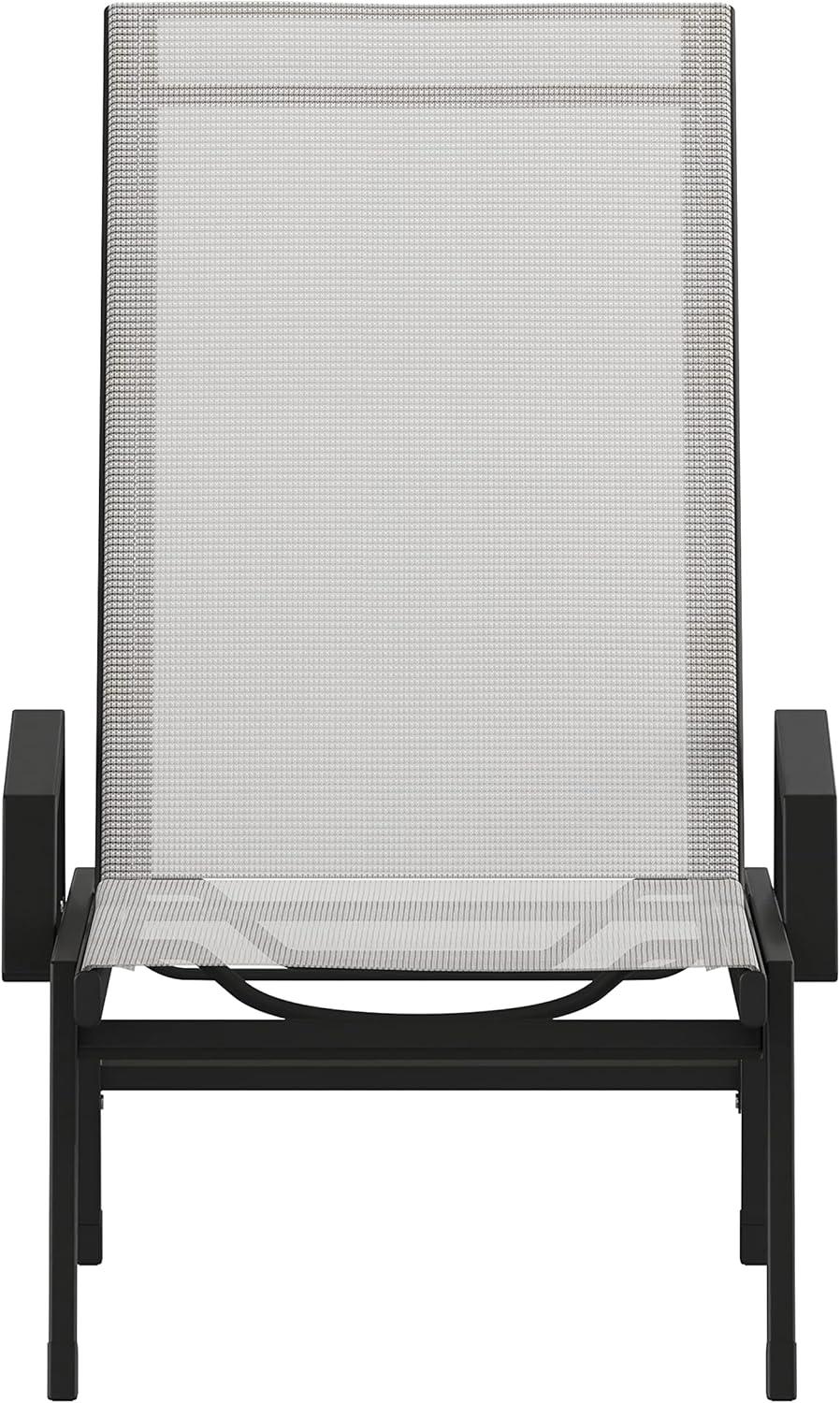 imageFlash Furniture Brazos Adjustable Chaise Lounge Chair with Arms AllWeather Outdoor FivePosition Recliner BlackBrownGrayBlack