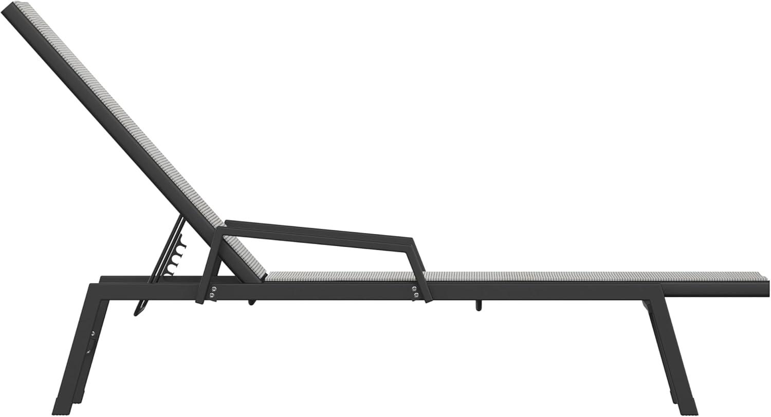 imageFlash Furniture Brazos Adjustable Chaise Lounge Chair with Arms AllWeather Outdoor FivePosition Recliner BlackBrownGrayBlack