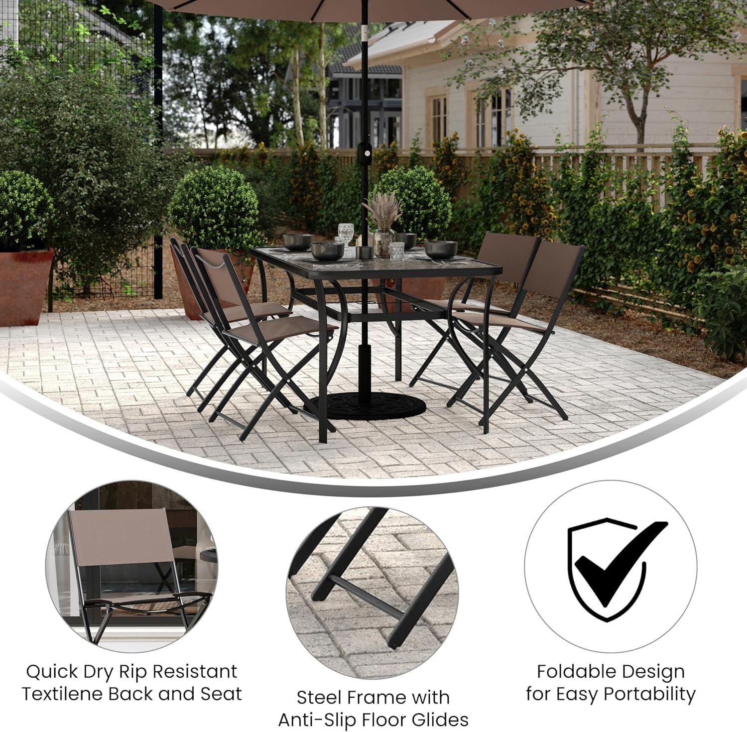 imageFlash Furniture Brazos Commercial IndoorOutdoor Folding Chairs Flex Comfort BacksSeats Metal Frames Portable Lightweight Foldable Design Set of 2 NavyBlackBrown