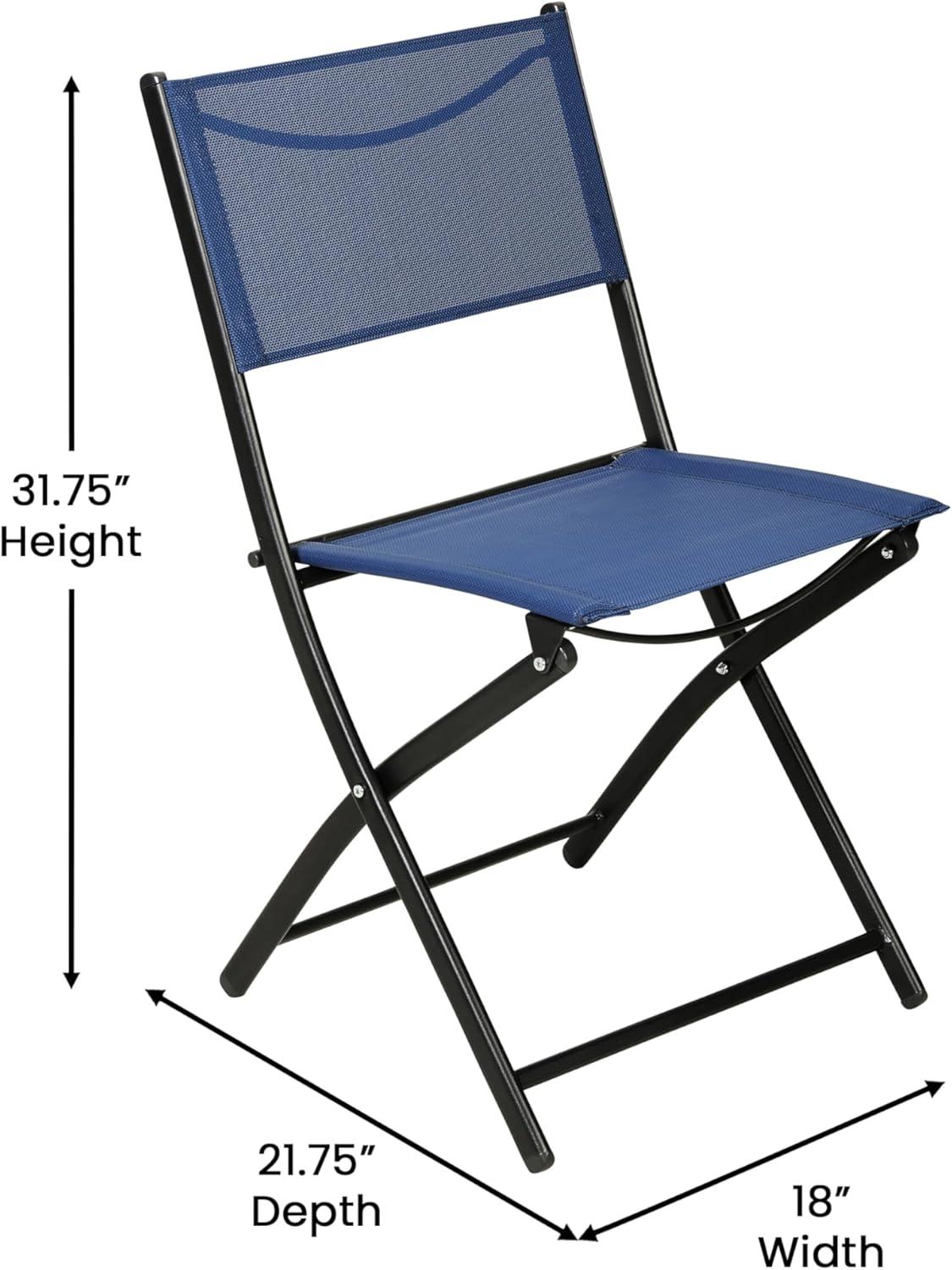 imageFlash Furniture Brazos Commercial IndoorOutdoor Folding Chairs Flex Comfort BacksSeats Metal Frames Portable Lightweight Foldable Design Set of 2 NavyBlackNavy