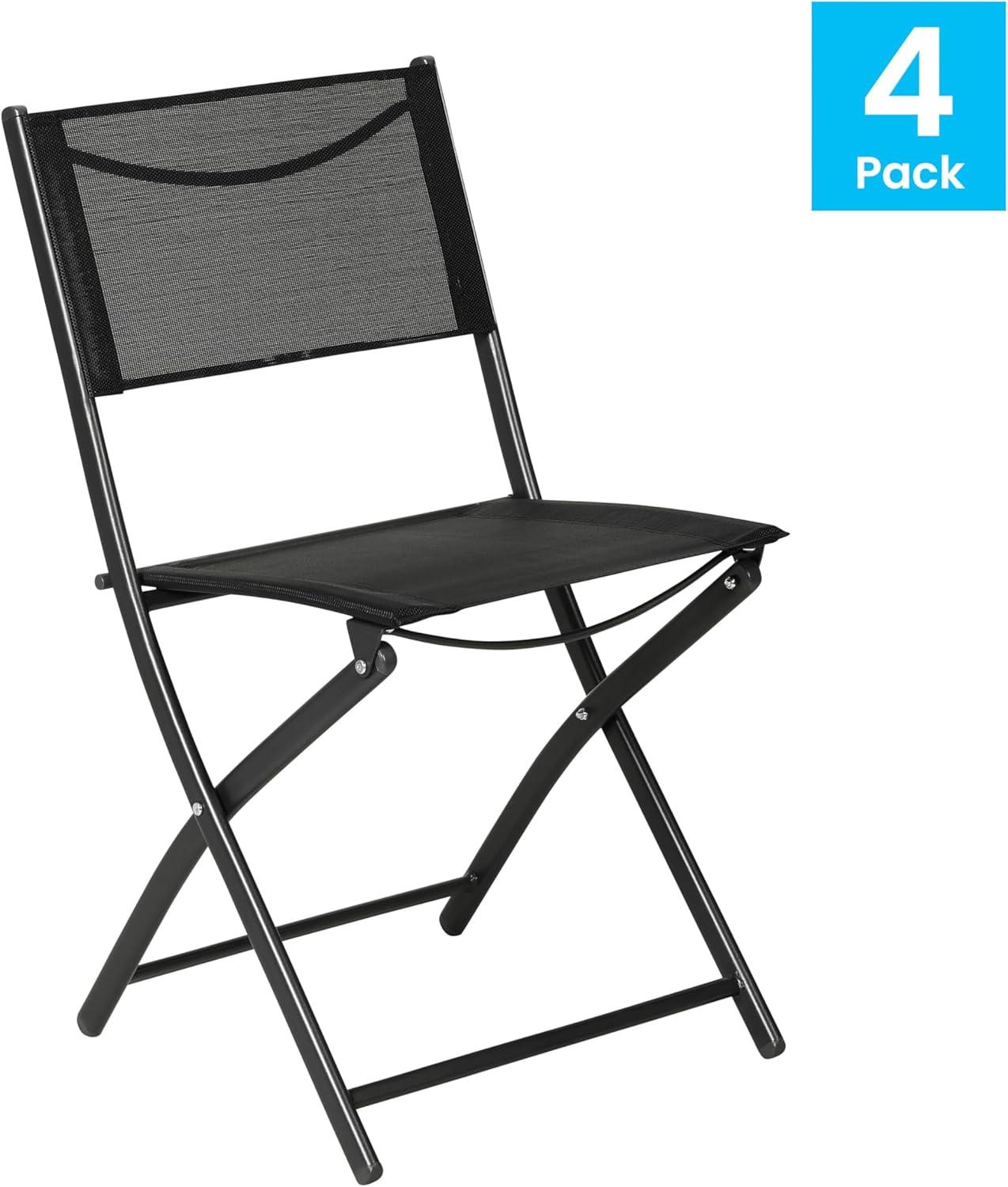 imageFlash Furniture Brazos Commercial IndoorOutdoor Folding Chairs Flex Comfort BacksSeats Metal Frames Portable Lightweight Foldable Design Set of 2 NavyBlackBlack