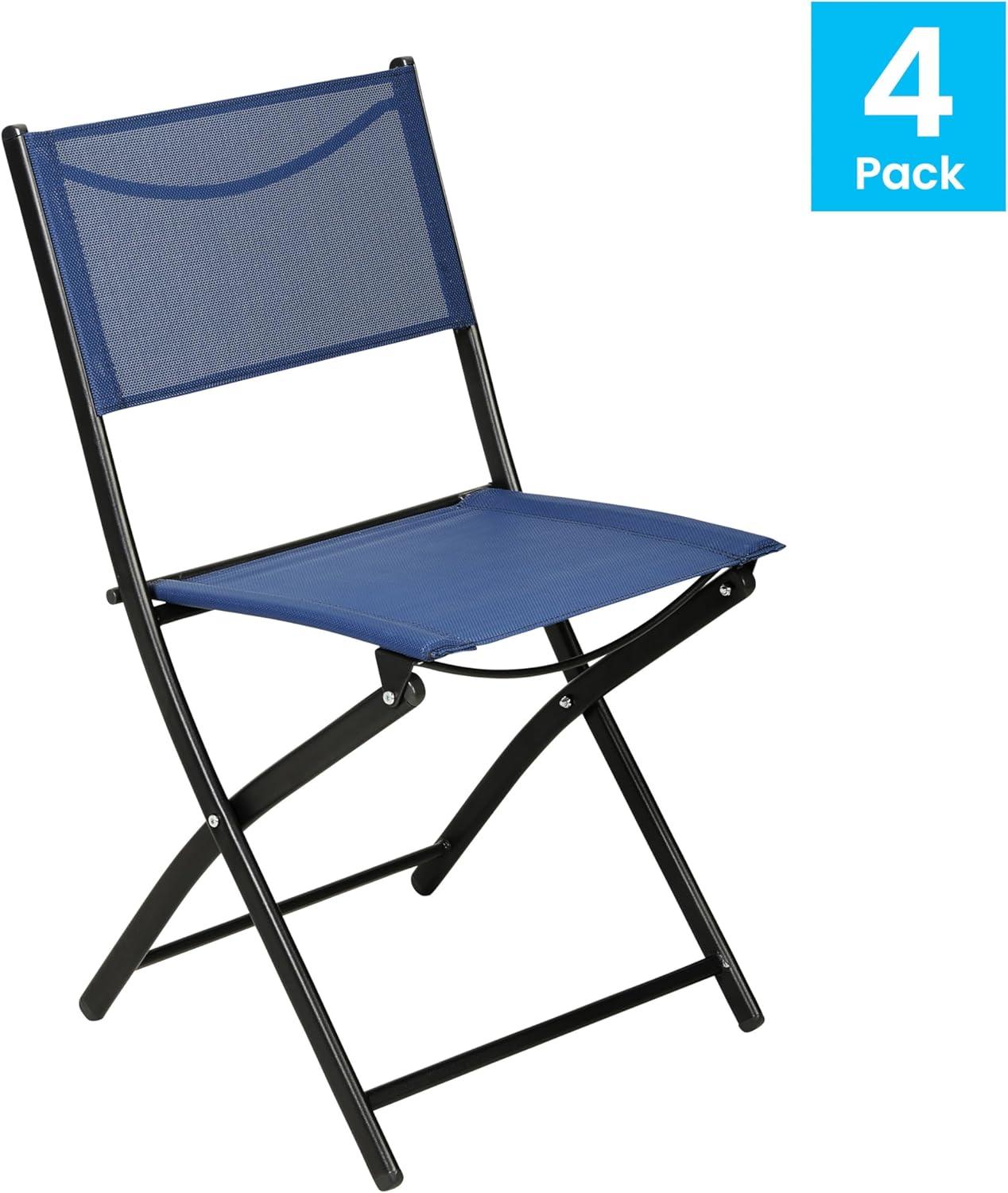 imageFlash Furniture Brazos Commercial IndoorOutdoor Folding Chairs Flex Comfort BacksSeats Metal Frames Portable Lightweight Foldable Design Set of 2 NavyBlackNavy
