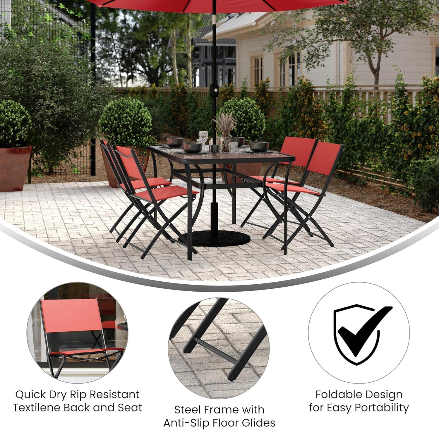 imageFlash Furniture Brazos Commercial IndoorOutdoor Folding Chairs Flex Comfort BacksSeats Metal Frames Portable Lightweight Foldable Design Set of 2 NavyBlackRed