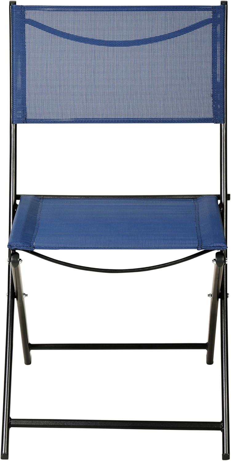 imageFlash Furniture Brazos Commercial IndoorOutdoor Folding Chairs Flex Comfort BacksSeats Metal Frames Portable Lightweight Foldable Design Set of 2 NavyBlackNavy