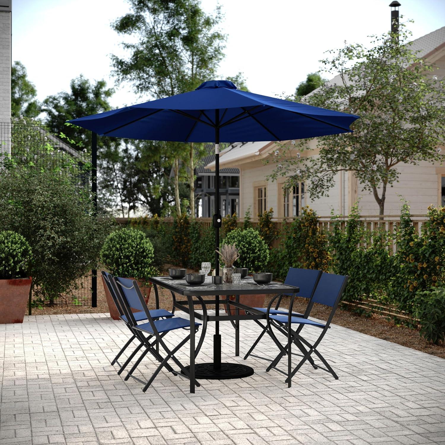 imageFlash Furniture Brazos Commercial IndoorOutdoor Folding Chairs Flex Comfort BacksSeats Metal Frames Portable Lightweight Foldable Design Set of 2 NavyBlackNavy