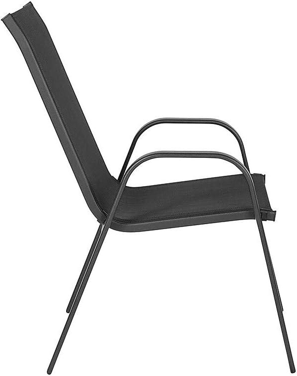 imageFlash Furniture Brazos Series Red Outdoor Stack Chair with Flex Comfort Material and Metal Frame Set of 4Black