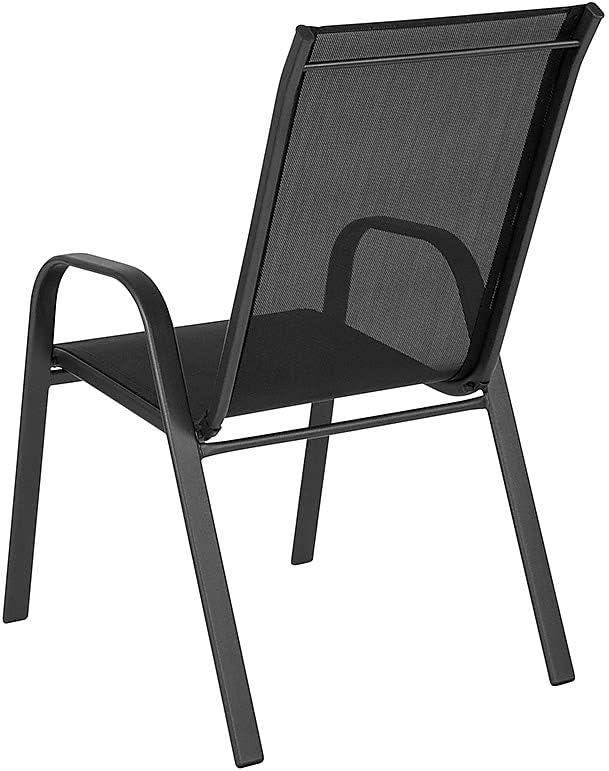 imageFlash Furniture Brazos Series Red Outdoor Stack Chair with Flex Comfort Material and Metal Frame Set of 4Black