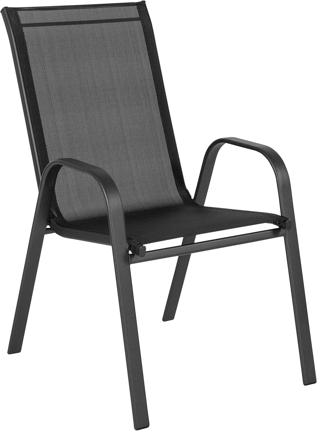 imageFlash Furniture Brazos Series Red Outdoor Stack Chair with Flex Comfort Material and Metal Frame Set of 4Black