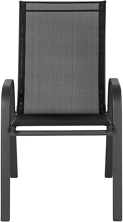 imageFlash Furniture Brazos Series Red Outdoor Stack Chair with Flex Comfort Material and Metal Frame Set of 4Black