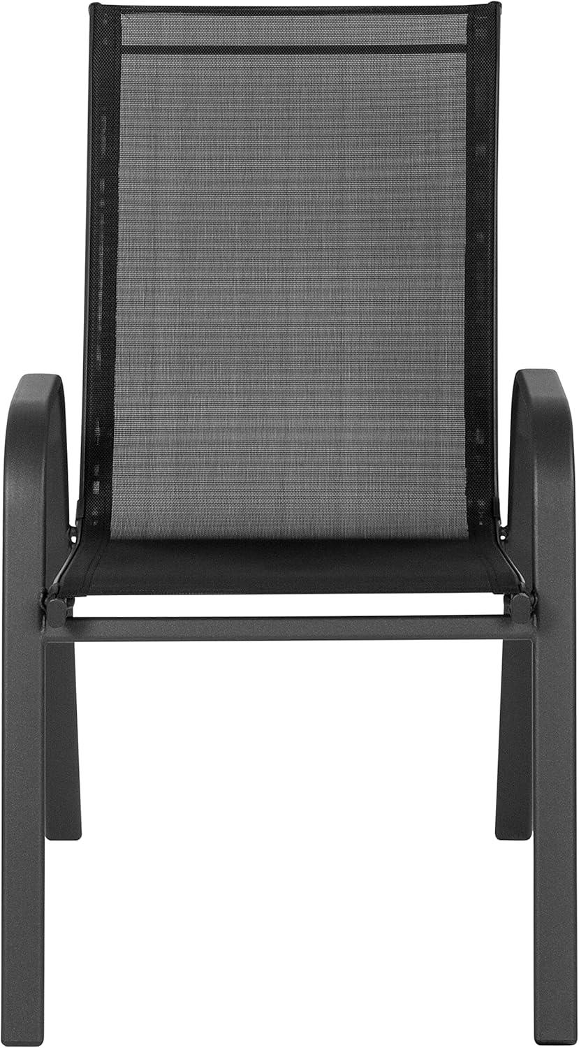imageFlash Furniture Brazos Series Red Outdoor Stack Chair with Flex Comfort Material and Metal Frame Set of 4Black