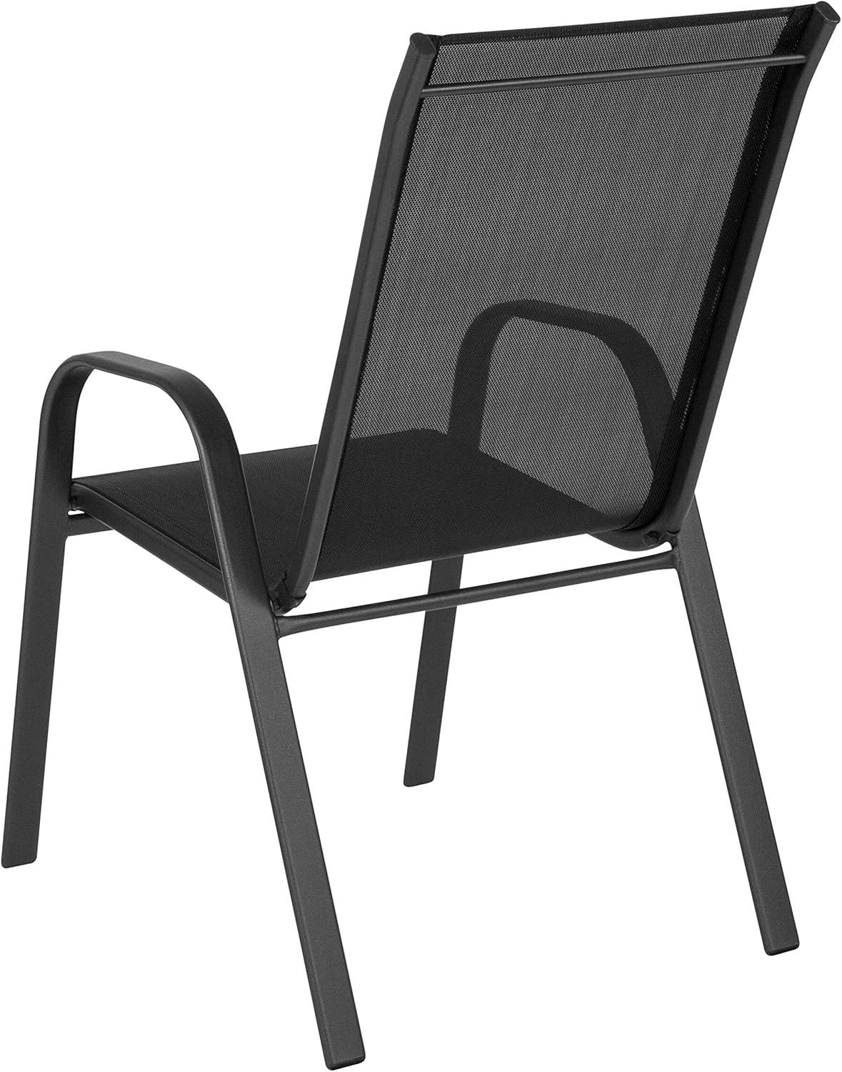 imageFlash Furniture Brazos Series Red Outdoor Stack Chair with Flex Comfort Material and Metal Frame Set of 4Black