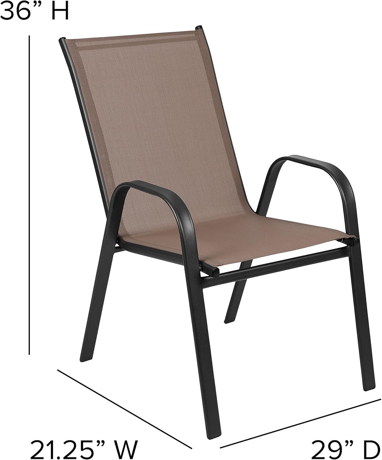 imageFlash Furniture Brazos Series Red Outdoor Stack Chair with Flex Comfort Material and Metal Frame Set of 4Brown