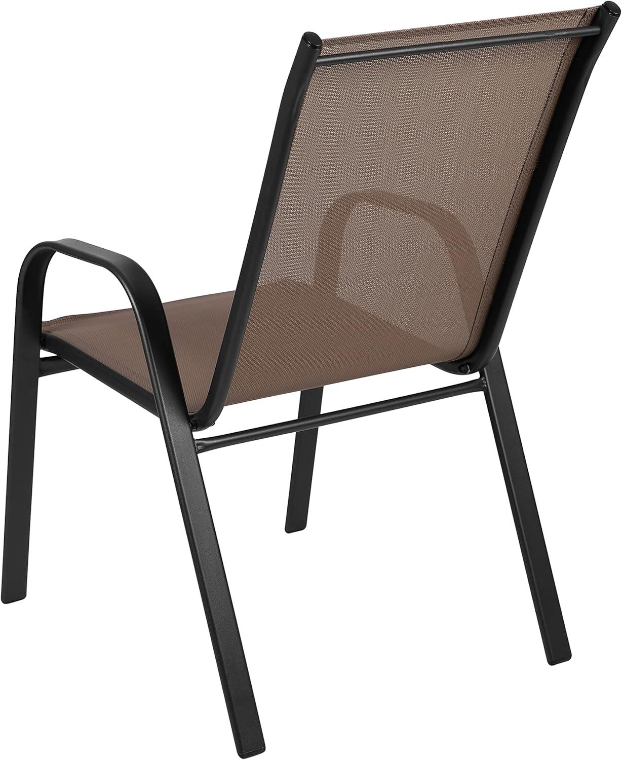 imageFlash Furniture Brazos Series Red Outdoor Stack Chair with Flex Comfort Material and Metal Frame Set of 4Brown