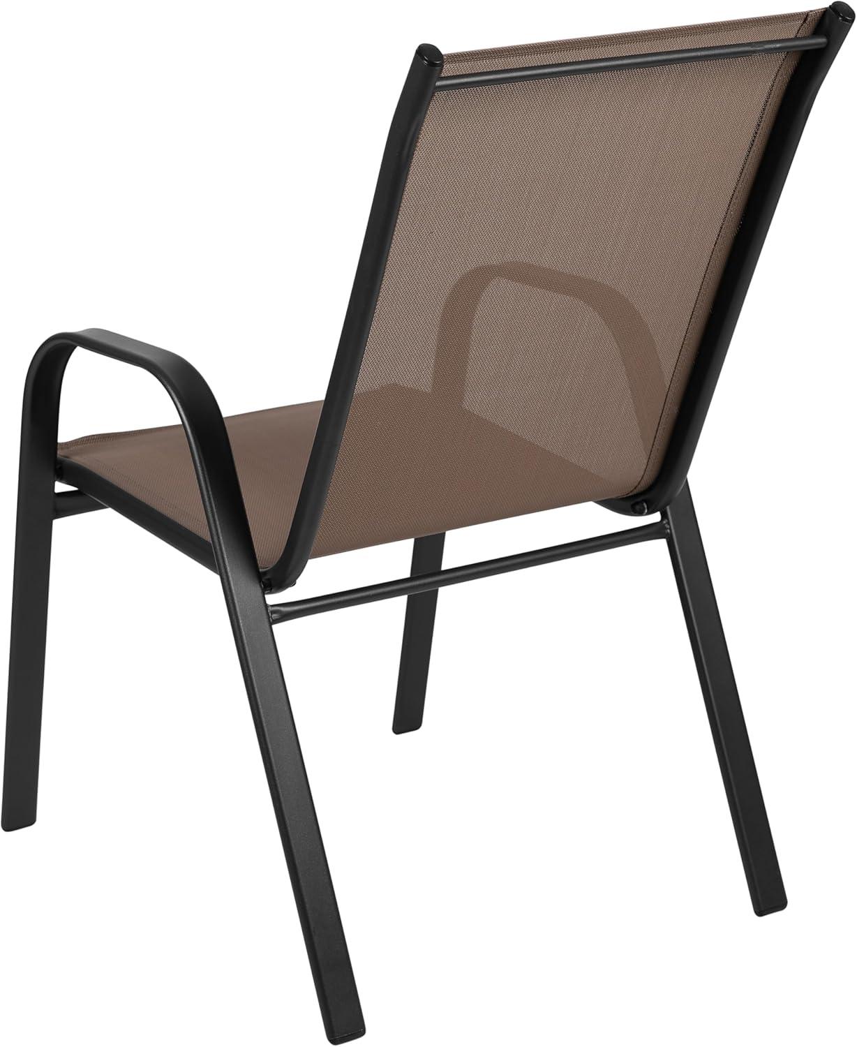 imageFlash Furniture Brazos Series Red Outdoor Stack Chair with Flex Comfort Material and Metal Frame Set of 4Brown