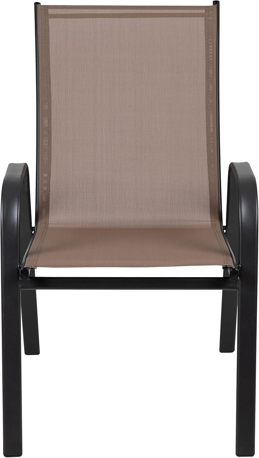 imageFlash Furniture Brazos Series Red Outdoor Stack Chair with Flex Comfort Material and Metal Frame Set of 4Brown