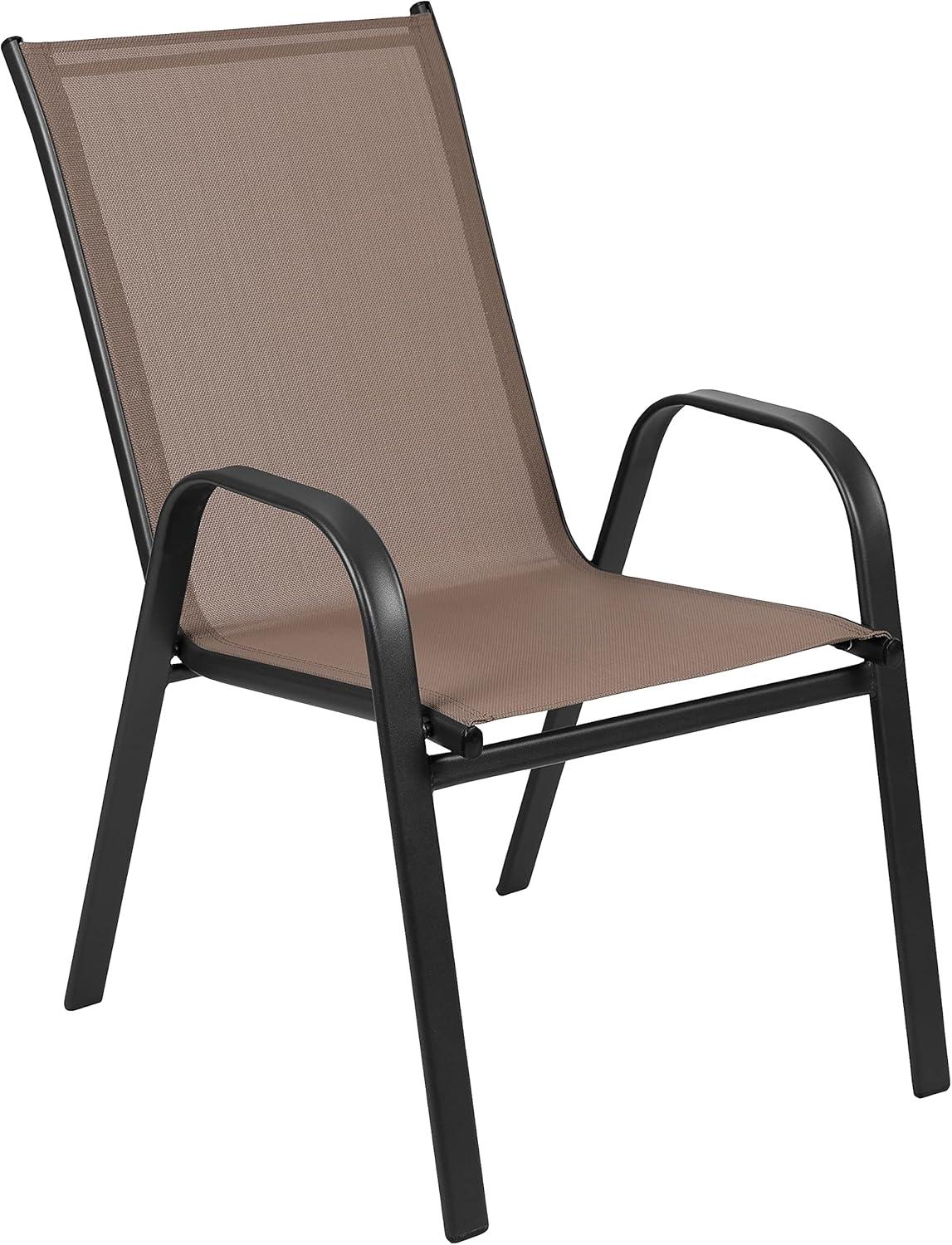 imageFlash Furniture Brazos Series Red Outdoor Stack Chair with Flex Comfort Material and Metal Frame Set of 4Brown