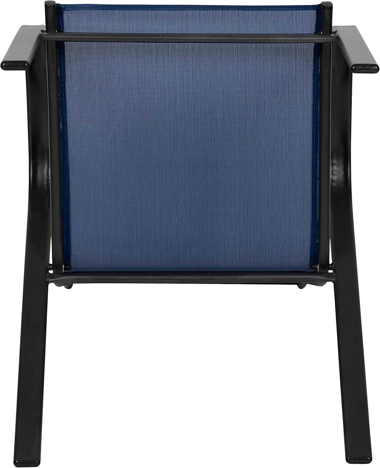 imageFlash Furniture Brazos Series Red Outdoor Stack Chair with Flex Comfort Material and Metal Frame Set of 4Navy
