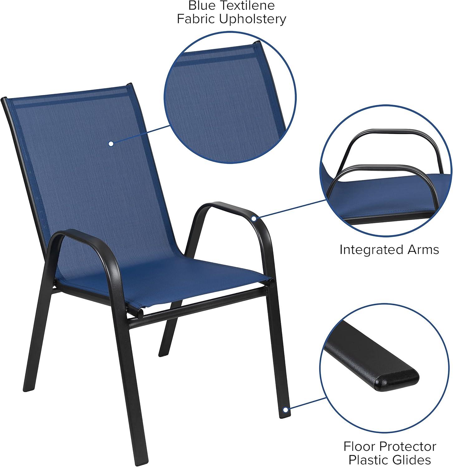 imageFlash Furniture Brazos Series Red Outdoor Stack Chair with Flex Comfort Material and Metal Frame Set of 4Navy