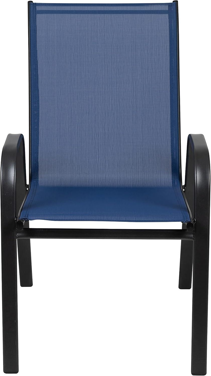imageFlash Furniture Brazos Series Red Outdoor Stack Chair with Flex Comfort Material and Metal Frame Set of 4Navy